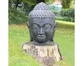 Produktbild: Oriental Galerie Dekofigur Buddha Kopf Gartenfigur aus Lavastein Schwarz 55 cm (1 St)