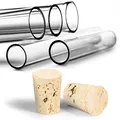 Produktbild: Tuuters 100x Kunststoff Reagenzgläser mit Korken (Naturkorken), Reagenzröhrchen (100 x Ø 21mm)