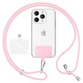 Produktbild: NALIA HoldMe Air Universal-Kette mit Pad, Band für Handy-Hülle zum Umhängen, Karabinerhaken aus Metall (silber), Schlüsselband Umhängeband 160 CM, Crossbody Lanyard mit Schlaufe, Farbe:Pastell Rosa
