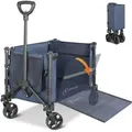 Produktbild: Homecall - Bollerwagen Faltbar Handwagen Transportwagen Klappbar Einkaufstrolley (erweiterbare Kapazität, Bis 100kg, 120l), Für Einkaufen, Camping, Garten, Dogs-dunkelblau