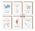 Produktbild: Things of Happiness Grußkarten 6 Glückwunschkarten zur Geburt Baby, Set Klappkarten Geburt, 6 Karten und 6 Briefumschläge aus Recyclingpapier, aquarell Still