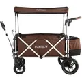 Produktbild: Bollerwagen Faltbar In Braun Mit Dach - Transportwagen Klappbar Hecktasche, Komfort-schiebegriff & Innenraumverlängerung 5-punkt-gurt Handwagen/leiterwagen - Fx-ctl900 - Fuxtec