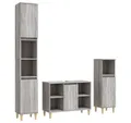 Produktbild: vidaXL Badezimmer-Set 3-tlg. Badmöbel-Set Grau Sonoma Holzwerkstoff, (3-St)