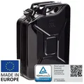 Produktbild: BW Benzinkanister Metall Kraftstoffkanister 20 Liter - Schwarz - RAL 9005 (nach NATO Standard, Made in Europe), TÜV-geprüft und UN-Zulassung schwarz