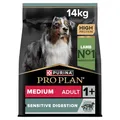 Produktbild: Pro Plan Medium Adult Sensitive Digestion, Hundefutter trocken, reich an Lamm, 1er Pack (1 x 14 kg)