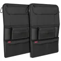 Produktbild: ATHLON TOOLS 2x Autositz-Organizer mit integrierter Tablet-Halter - Verstärkte Rückseite - mit Extra Federtasche - für Business und Kinder - Designed in Hamburg (Schwarz / 2er-Sparset)