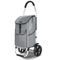 Produktbild: VOUNOT® Einkaufstrolley Klappbar aus Aluminium mit 58L Wasserdichter Tasche, 2 Extra große Räder mit Schutzblech, Faltbarer Einkaufswagen, Treppensteiger Trolley, Grau