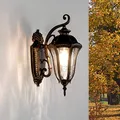 Produktbild: Easylight XL Aussen Wandleuchte FLORENZ rustikal antik H:45cm aus Aluguss & Glas in Schwarz-Kupfer IP44 Spritzwasser geschützt Außenlampe Hof Garten Wandlampe
