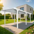 Produktbild: Alu-Pergola HWC-O23, Pavillon Terrassenüberdachung, stabiles 10cm-Gestell Polycarbonat-Dach Regenrinne 3x6m - weiß