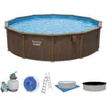 Produktbild: HydriumTM Stahlwandpool Komplett Set mit Sandfilteranlage Ø 550 x 130 cm, Holz-Op...