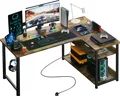 Produktbild: GTPLAYER Eckschreibtisch Schreibtisch Gaming Tisch mit Regal USB-Ladeanschluss und Steckdose (1 Tisch), 120cm Computertisch L Form, PC Tisch für Büro