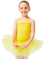 Produktbild: tanzmuster Ballettkleid Mädchen Tutu - Kim - weicher Baumwollstoff - Glitzersteine - Ballett Trikot mit Tüllrock für Kinder - gelb, 152/158