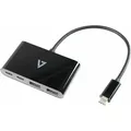 Produktbild: V7 USB-C-Stecker auf Hub mit 2x USB-A-Buchse und 2x USB-C-Buchse, USB 3.2 Gen1 mit 5Gbps, schwarz, USB 3.2 Gen 1 (3.1 Gen 1) Type-C, USB 3.2 Gen 1 ... - Schwarz