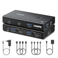 Produktbild: UGREEN HDMI 2.0 KVM Switch 2 PC 1 Monitor USB HDMI KVM Switch 4K@60Hz mit Desktop Steuerung für 2 PC Share 1 Monitor Display und 4 USB Anschlüsse für Tastatur, Maus, Drucker, Webcam