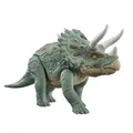 Produktbild: Mattel Jurassic World Gigantic Trackers Triceratops Dinosaurier-Actionfigur, große Spezies, Kopfstoßangriff, weiterentwickelte Horn-Funktion, Digitales Spiel HTK79