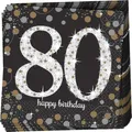 Produktbild: Amscan 511965 - Servietten 80. Geburtstag, 16 Stück, 33 x 33 cm, Happy Birthday, Sparkling Celebration