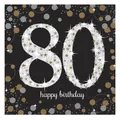 Produktbild: SERVIETTEN -  ZAHL 80 SPARKLING GOLD & SILBER PARTY 16 STÜCK 33 x 33 CM NEU OVP