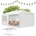Produktbild: Juskys Partyzelt – Gartenpavillon Mit Dach & Seitenwänden – Gartenzelt Mit 18 M2 Grundfläche – Sonnenschutz Für Outdoor 3x6 M In Weiß