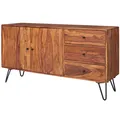 Produktbild: FineBuy Massivholz Sideboard 145cm Sheesham Natur Kommode mit 2 Türen & 3 Schubladen modernes Design