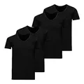 Produktbild: Jack & Jones Herren Shirts T-Shirts Basic V-Neck Tee SS 4er Pack, Farbe:Schwarz, Größe:2XL, Artikel:-Black