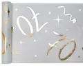 Produktbild: Tischläufer Weiß-Gold 70 Jahre 30 cm x 5 m Dekostoff Banner Tischdecke Tischband