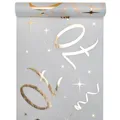 Produktbild: (1,79 €/m) Tischläufer Tischband 70. Geburtstag Vlies 30 cm x 5 m - weiß / gold