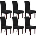 Produktbild: HOMECOVER Stuhlhussen 6er Set, Stretch Jacquard Stuhlbezug Stuhlhussen für Esszimmerstühle Universal Abnehmbarer Stuhlbezug Für Esszimmer Hotel Küche-Schwarz-6er Set