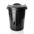 Produktbild: BigDean wetterfeste Universaltonne mit Deckel Schwarz und 2 Tragegriffen + Clip Verschluss auch als Mülltonne – Regentonne und Futtertonne geeignet für Indoor + Outdoor geeignet - Made in Europe