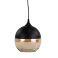 Produktbild: LUXULA elegante Pendelleuchte aus Glas - Schwarz und Bernstein-Farben - E27 Fassung - 1m Kabel - kugelförmig - modern Design Hängeleuchte Hängelampe
