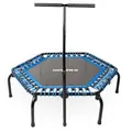 Produktbild: Matchu Sports Mini Trampolin bis 150 kg belastbar Ø 110cm - Fitnesstrampolin PRO mit höhenverstellbarm Haltegriff - Trampoline für Sport und Aus...