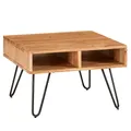 Produktbild: FINEBUY Couchtisch Couchtisch quadratisch 60cm Akazie Massiv Wohnzimmertisch mit Ablage (60x60x40 cm Akazie Massivholz / Metall, Sofatisch), Wohnzimmertisch Quadratisch, Kaffeetisch Stauraum