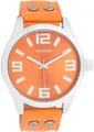 Produktbild: Quarzuhr Armbanduhr, Damenuhr, Herrenuhr, Lederarmband, Ø 46mm orange