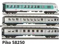 Produktbild: Piko 58250 Set 3 Personenwagen Silberlinge Auf Wunsch Achstausch f. Märklin 1:87