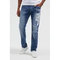 Produktbild: Regular-fit-Jeans CAMP DAVID, Herren, Gr. 34, Länge 30, blau (mid blau jogg), Sweatware, Material: 68% Baumwolle, 16% Polyester, 14% Lyocell, 2% Elasthan, Zusatz: Enthält nichttextile Teile tierischen Ursprungs (Badge), bedruckt, regular fit, Jeans,...