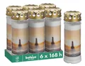 Produktbild: Bolsius Grablicht - Weiß - 6 Stück - 20 x 7.5 cm - Leuchtturm - Länge Brenndauer 7 Tage - Trauerkerze & Gedenkstätte Kerzen - mit Motiv - Unparfümierte - Ohne Palmöl - Nr7