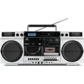 Produktbild: MEDION LIFE® P66538 Retro-Boombox, DAB+/PLL-UKW Radio, Bluetooth® 5.1 für das Abspielen von Smartphone & Co, CD-Player, Kassettendeck, X-Bass Fu... - Weiß