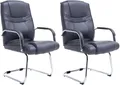 Produktbild: CLP 2er Set XXL-Freischwinger Attila I gepolsterter Besucherstuhl mit Kunstleder-Bezug I Bis 180 kg belastbar, Farbe:grau