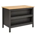 Produktbild: Inter Link - Kücheninsel - Mittelinsel - Arbeitsplatte - Küchenschrank mit Regalen - Melaminbeschichtet - Länge 124cm - Höhe 82 cm - Tiefe 75 cm - Nellina - Anthrazit/Eiche Artisan