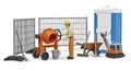 Produktbild: bruder 62008 - Bworld Baustellenset mit Bauarbeiter, Rüttelplatte, Mischmaschine, WC, Baustellenzaun - Zubehör Baustelle, Straßenbau, Baufahrzeuge