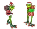 Produktbild: formano 2er Set Lustige Frösche Weihnachten 15m Figur Dekoration Handbemalt Kunststein Frosch Froschgruppe Weihnachtsmann