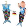 Produktbild: Heless 2920 - Kleid für Puppen, Meerjungfrau Ava mit Wendepailletten, Größe 35 - 45 cm