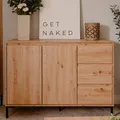 Produktbild: Homestyle4u Kommode Sideboard Schwarz Holz Schrank Wohnzimmerschrank Highboard Anrichte Flur Wohnzimmer Schlafzimmer