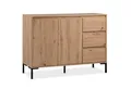 Produktbild: Homestyle4u Kommode Sideboard Schrank Holz Eiche Schubladen Anrichte Industrial Look (kein Set), Metall Füße. 3 Schubladen, 2 Fächer, ohne Griffe