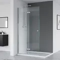 Produktbild: IMPTS walk in dusche 120x185 cm glas Duschwand Duschabtrennung 2-teilig faltbar Duschkabine Rahmenlos,OHNE Duschwanne