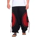Produktbild: KUNST UND MAGIE Haremshose Kunst&Magie Haremshose bunte Muster Hippie Hose Blume des Lebens rot|schwarz 3XL