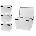 Produktbild: Kreher 4 Stück XL Lagerbox aus transparentem Kunststoff mit Dichtungsring im Deckel für Nässe, Staub und Schmutz. Maße ca. 39 x 59 x 38 cm. 70 Liter Volumen. TOP QUALITÄT!