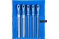 Produktbild: PFERD TOOLS Werkstattfeilen-Set in PVC-Rolltasche, 5 Feilen, Kreuzhieb H2, 250mm, 11800542 – für universelle Schrupp- und Schlichtarbeiten geeignet