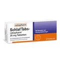 Produktbild: SchlafTabs-ratiopharm® 25 mg Tabletten: rezeptfreie Hilfe bei Schlafstörungen mit dem Wirkstoff Doxylaminsuccinat. Unterstützt das Einschlafen und fördert das Durchschlafen, 20 Tabletten
