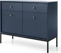 Produktbild: Masseno Kommode MONDO 104 cm Sideboard mit 2 Schubladen und 2 Türen für Wohnzimmer Schlafzimmer Modern 104x39x83 cm Blau / Blau