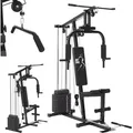 Produktbild: ArtSport Kraftstation ProfiGym 2000 mit Latzug- & Butterflystange, Seilzug & Beinstrecker - 9 Gewichte mit 40kg - Multistation Krafttraining Zuhause - Schwarz